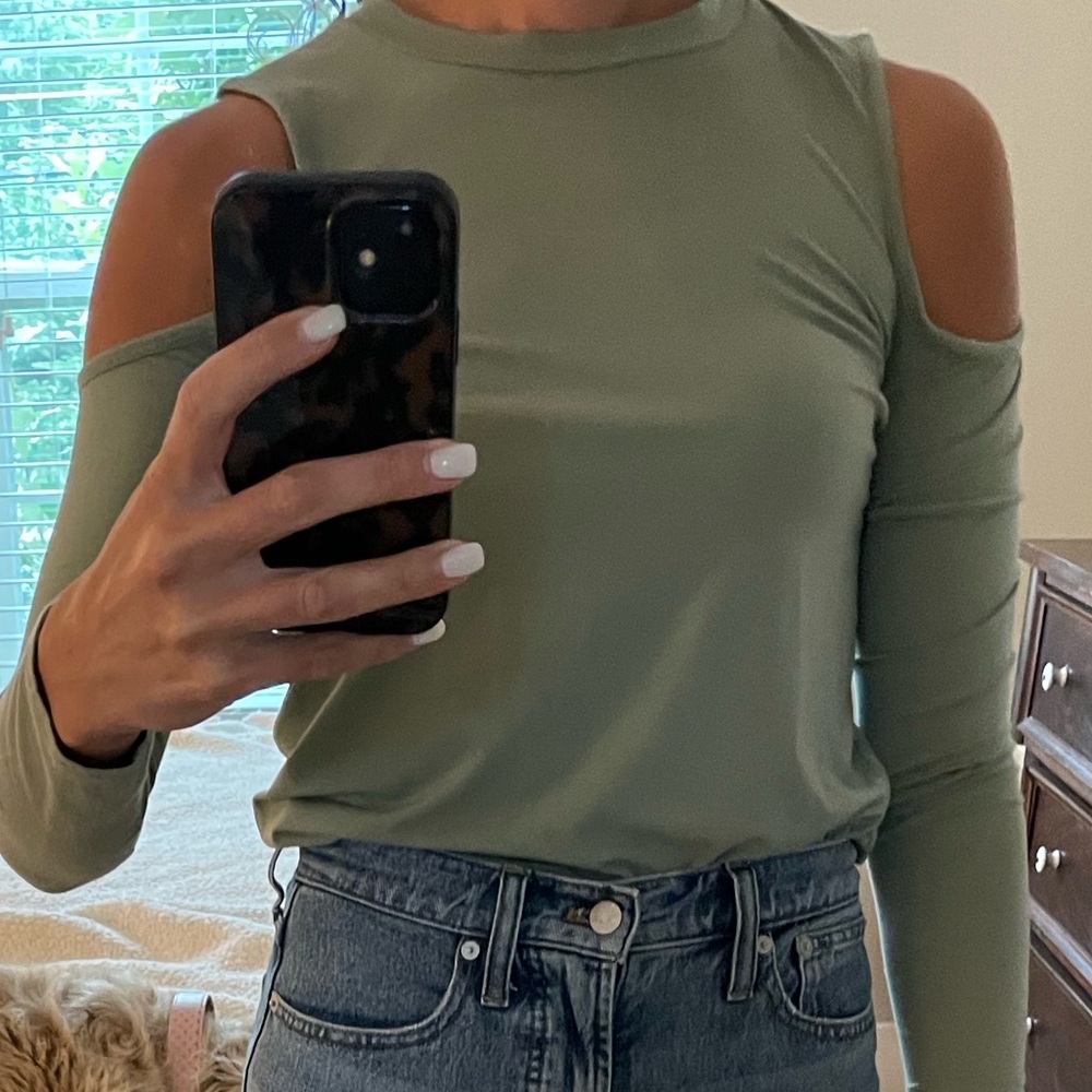 TopShop green super soft cotton top size 2